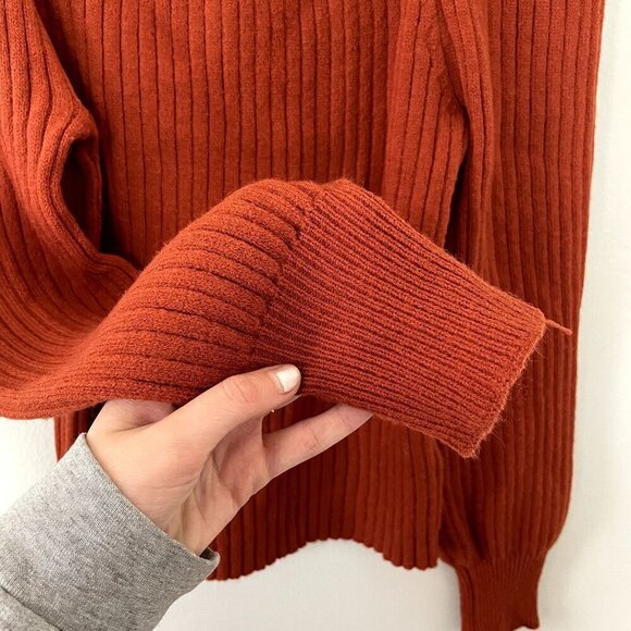 Nanette Nanette Lepore orange coral square neckline sweater pearl women size L - Picture 4 of 6